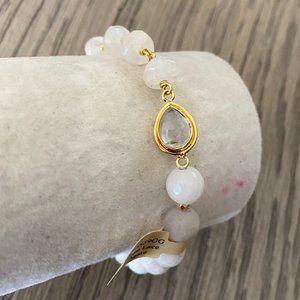 Chan Luu White Lace Agate Mix Tassel Stretch Brace